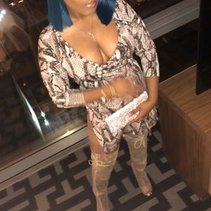 Snake skin high slit dress